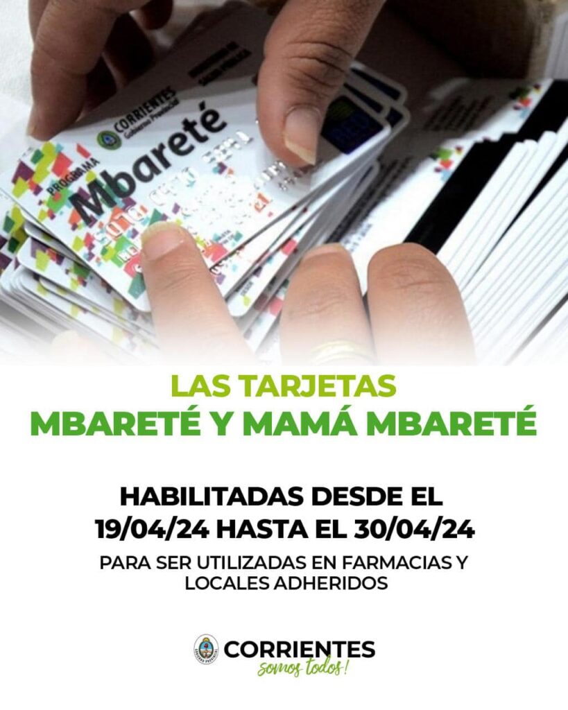 Salud Pública comunica que se encuentran habilitadas las tarjetas Mbareté y Mamá Mbareté