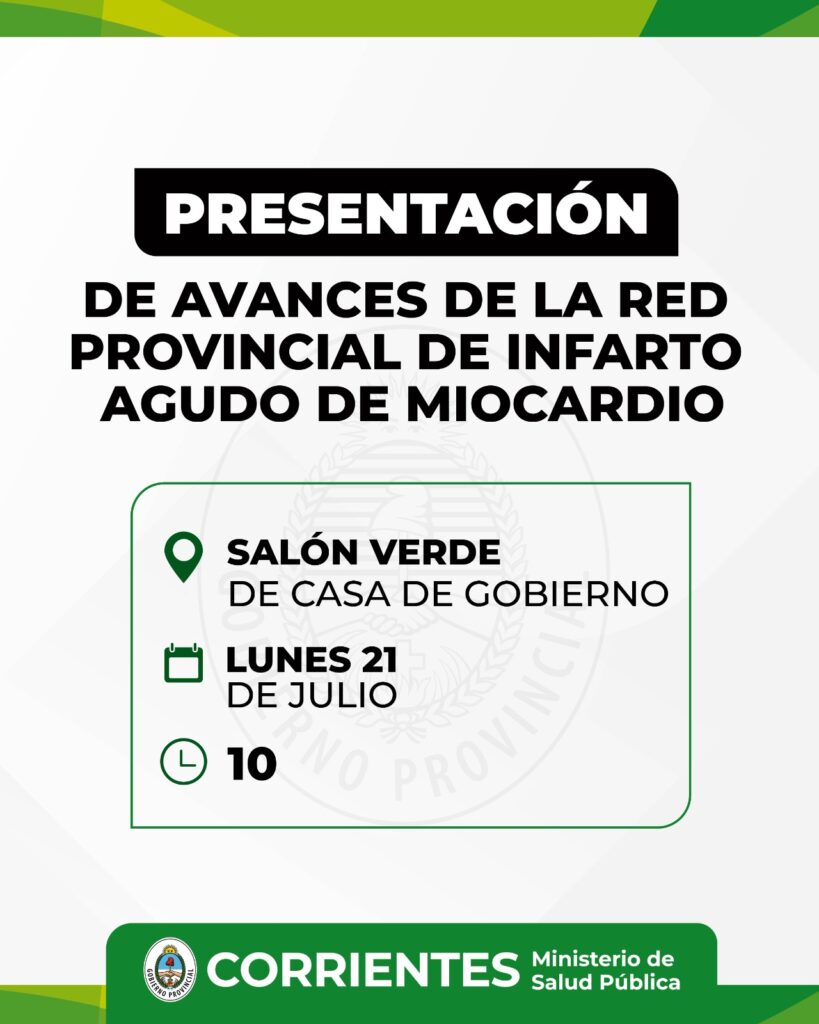 Salud Pública presentará los avances de la Red Provincial de Infarto Agudo de Miocardio