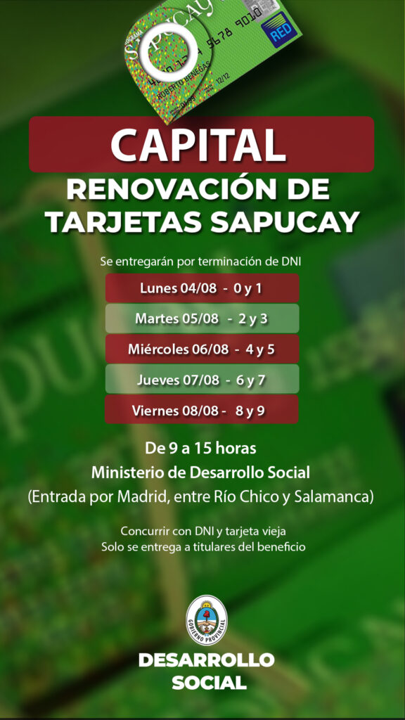 Renovación de la tarjeta Sapucay en Capital
