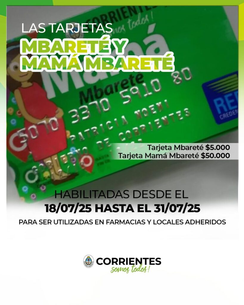 Salud Pública comunica que se encuentran habilitadas las tarjetas Mbareté y Mamá Mbareté