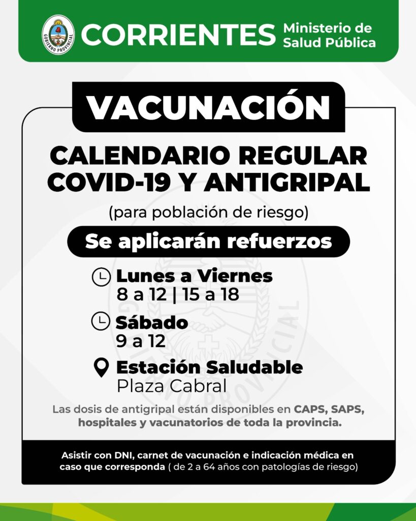 Salud Pública recuerda quiénes deben recibir la vacuna antigripal y refuerzos por Covid-19