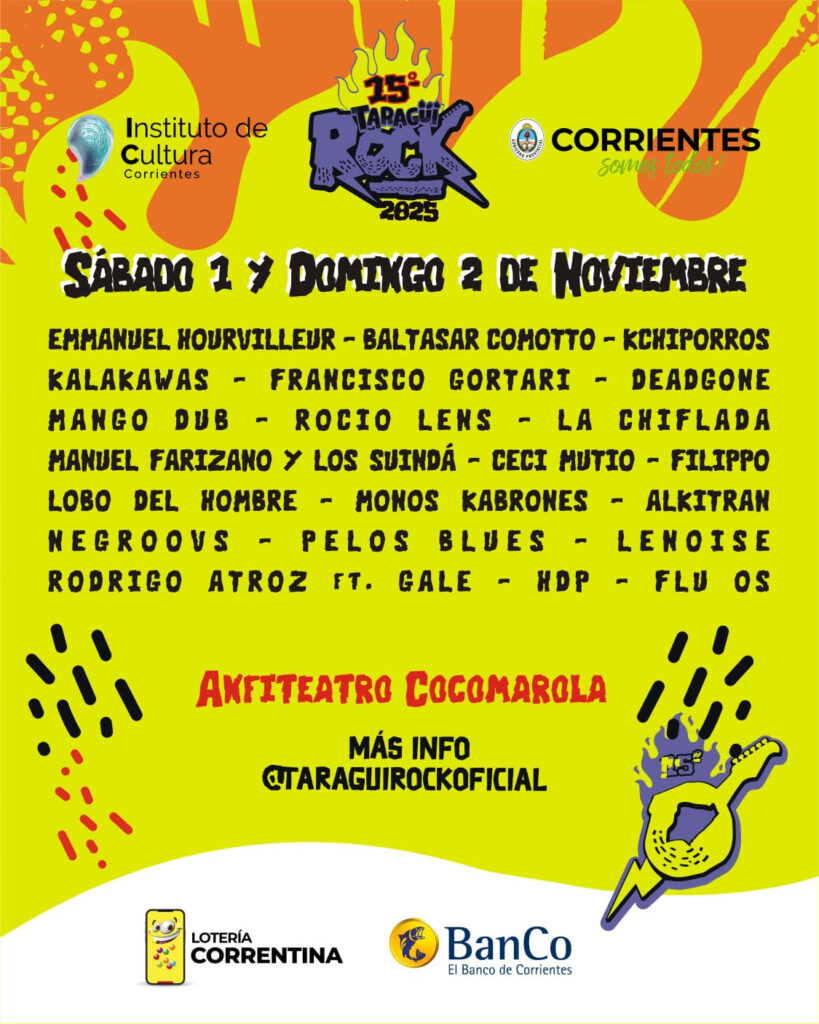 El Taragüi Rock Rock 2025 tiene grilla confirmada y comienza la venta de entradas