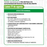 Así serán las prestaciones municipales para el lunes 17 de agosto.