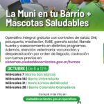 La Muni en tu Barrio y Mascotas Saludables recorrerán siete barrios en octubre con múltiples servicios.
